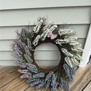 Large spring wreath heather and lavender wreath